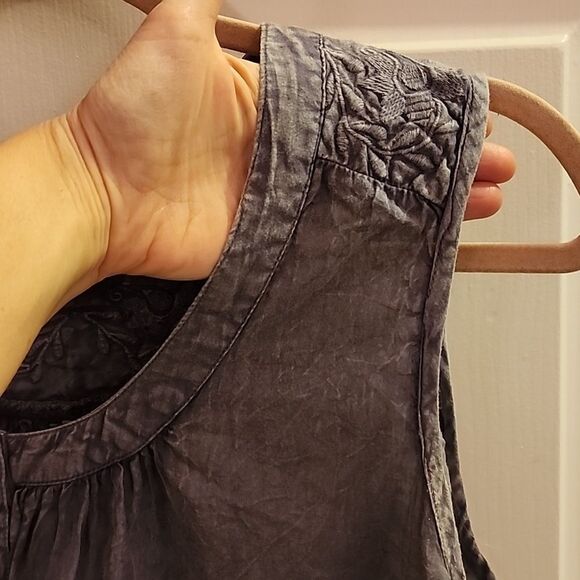 Rachel Zoe cotton lace & eyelet swing tank top SZ Medium flowy button detail - Picture 4 of 12